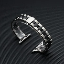 Stainless Steel Thin Strap for Apple Watch Band - Sleek Metal Bracelet Design (Silver black 8)