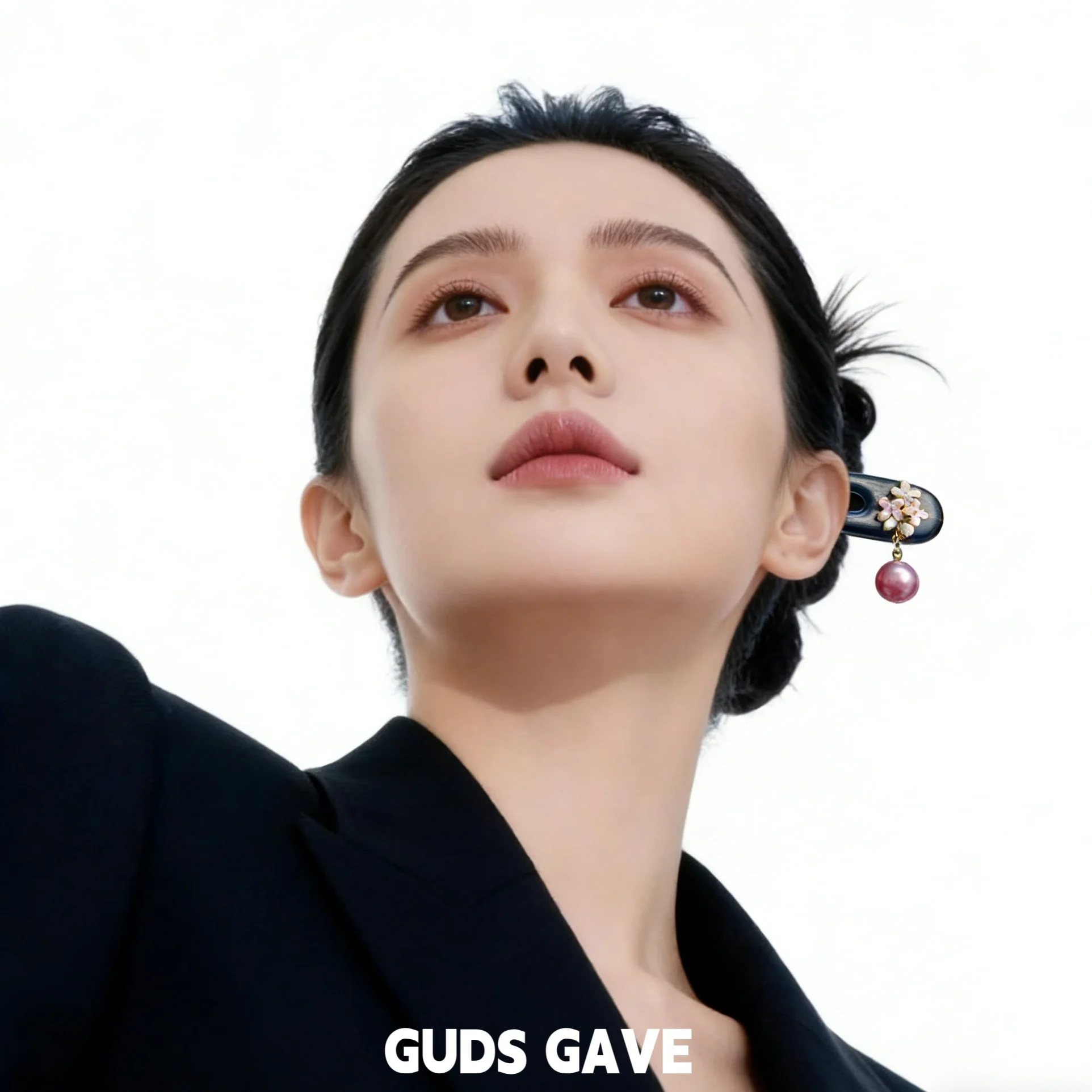 천연 블랙 에보니 우드 플로럴 U자형 짧은 머리핀 고급 빈티지 코트 스타일 퍼플 GUDS GAVE 패셔너블 헤어 액세서리