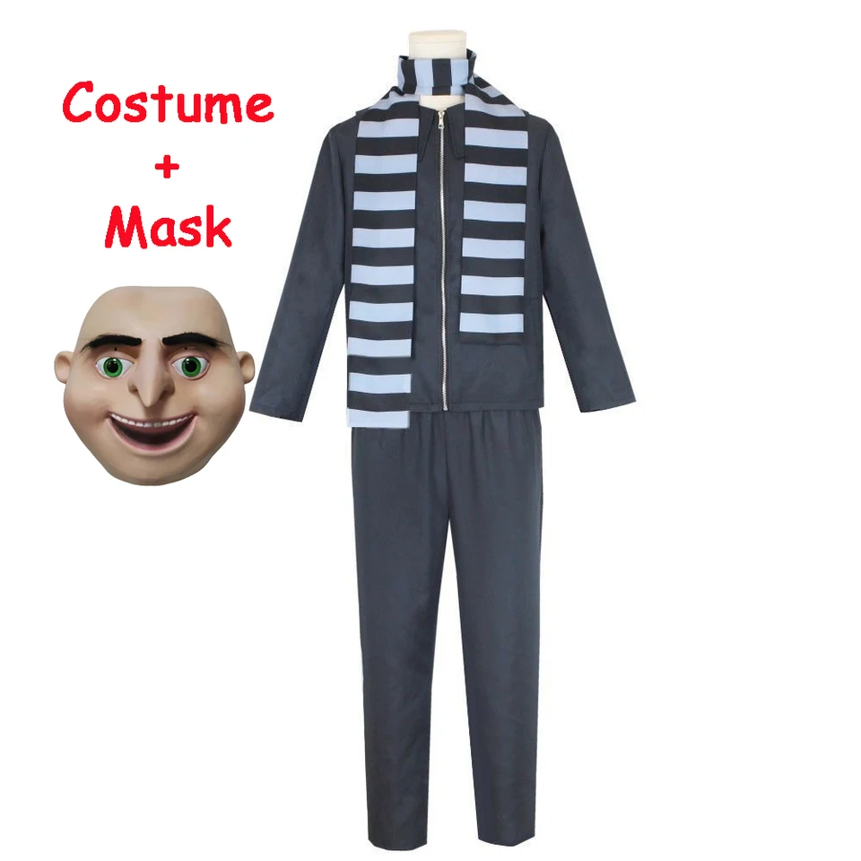 thumbnail image 2 of Matiniy 3 Pcs Black Gray Striped Scarf Fake Witch Nose Bald Head Cap 2 of 10