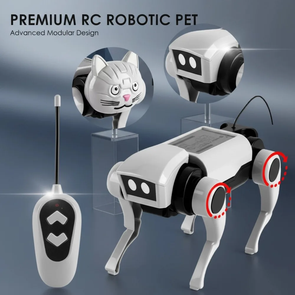 2 in 1 giocattolo robot telecomandato fai da te assemblaggio meccanico di animali per cani o gatti giocattoli educativi robot intelligente giocattolo regalo per bambini