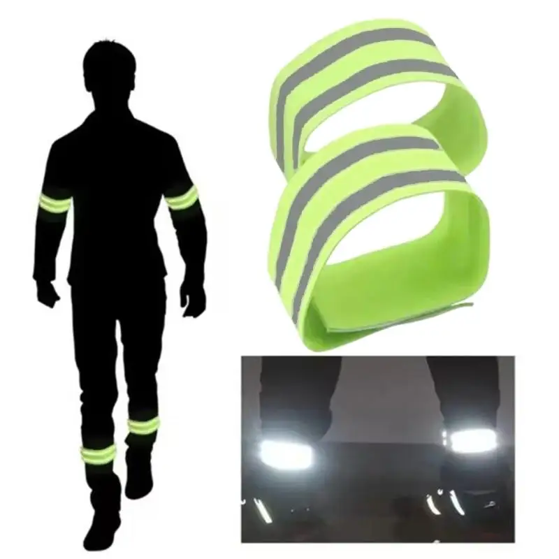 1-2PCS 야간 걷기, 사이클링, 러닝, 손목, 팔, 발목, 다리 안전 반사 테이프용 고시인성 반사 스트랩 밴드
