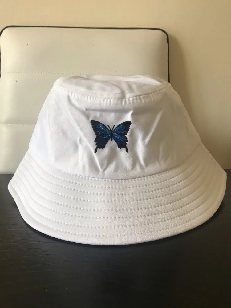 Women Summer Butterfly embroidered fisherman hat Bucket Hats White Sun Hats orange bucket hat