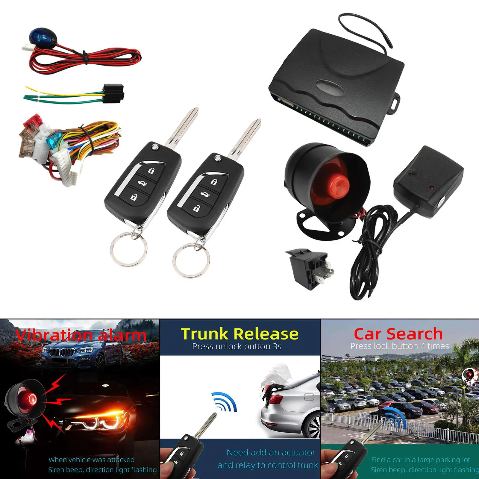 Remote Control Car Alarm Kit Car Keyless Entry Engine Start Alarm  Security System Automatically Lock Unlock Car Central Door