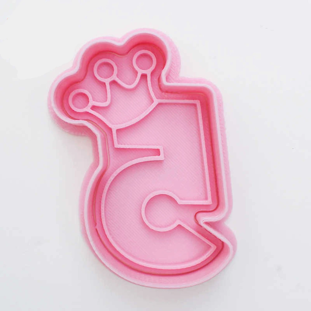 Cartoon Birthday Crown Numbers Cookie Mold 3D Stereoscopic Pressing Cookie Baking Tools baking mold,cookie mould,cookie printing mold,cookie maker press kit