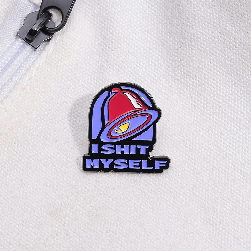 Humorous I SHIT MYSELF Enamel Pins Funny Retro Bell Metal Brooches Backpack Clothes Lapel Badges Jewelry Gift for Kids Friends