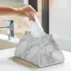 Custom White Gray Marble Pattern Tissue Box Holder Rectangular PU Leather Facial Tissue Box Cover for Car Office 6