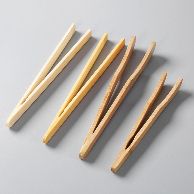 Tea Utensil Tweezers Tea Clips Wooden Tweezer Bacon Clip Tongs Bamboo Kitchen Salad Food Toast Daily Use 1PCS bamboo tea accessories,wooden food tongs,bamboo tongs,tea bag tongs