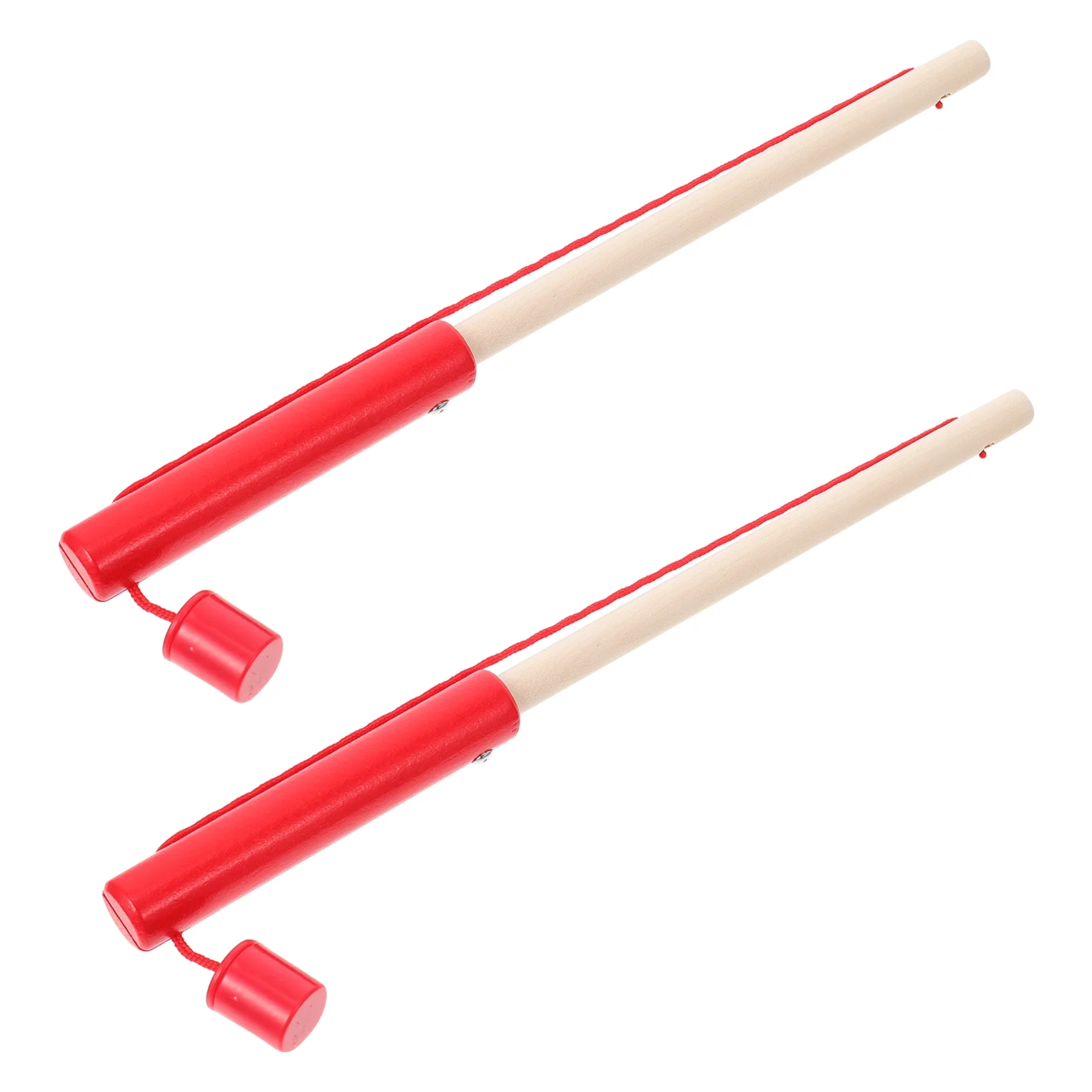 

2 Pcs Children's Fishing Rod Mini Creative Toy Game Pole Cognitive Wooden Enlighten