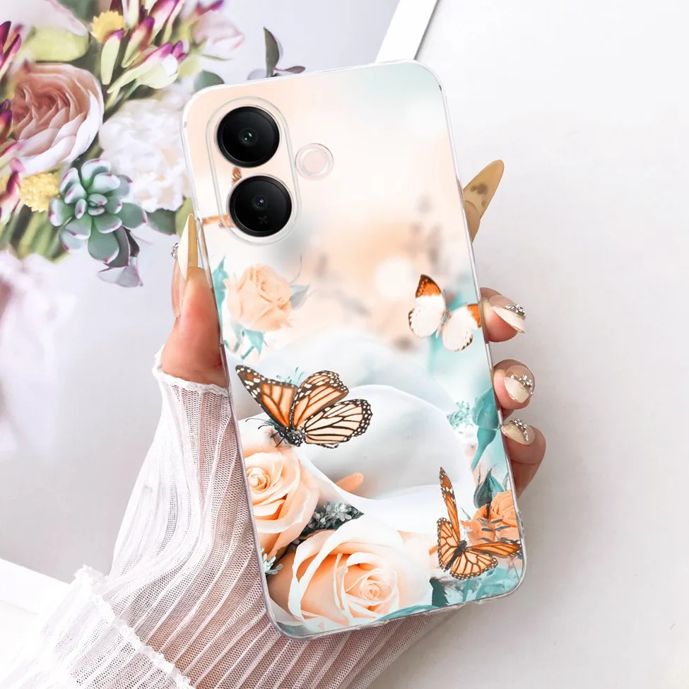 Clear Luxury Cute Cat & Butterfly Painted Case