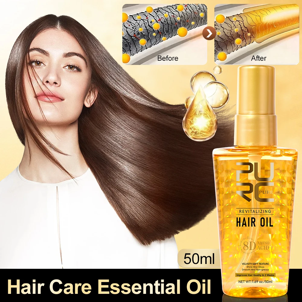 Hair treatment oil PURC Argan Hair Serum Oil Repair Frizz Dry Damaged Scalp Treatments Smoothing Nourishing Improvement Hair Serum Care Products