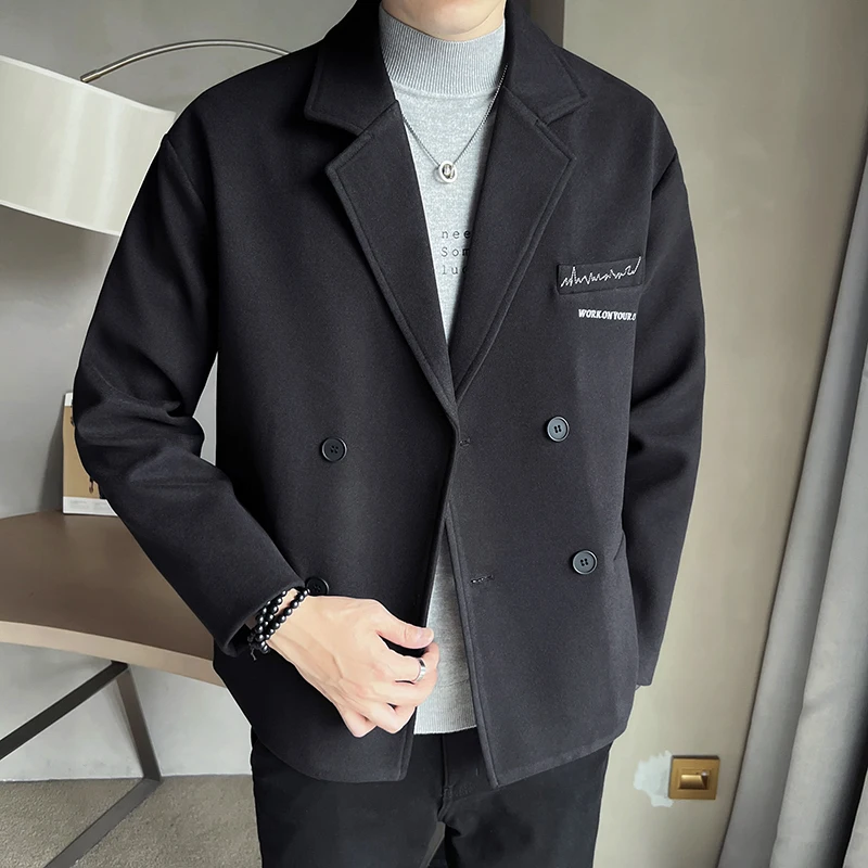 

High Quality Blazer Men's Korean Version Trend Business Casual High-end Simple Elegant Fashion Youth Student Loose Suit Jacket
