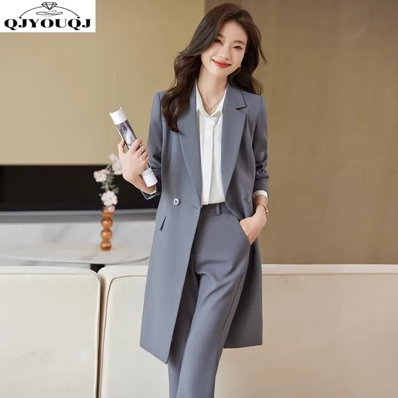 Mid Length Trench Coat for Women's Spring and Autumn 2024 New Korean Version High-end Gray Professional Suit Two-piece Set new q0 mobile command wing touch screen m2 software version dmx console lighting controller professional stage lighting control