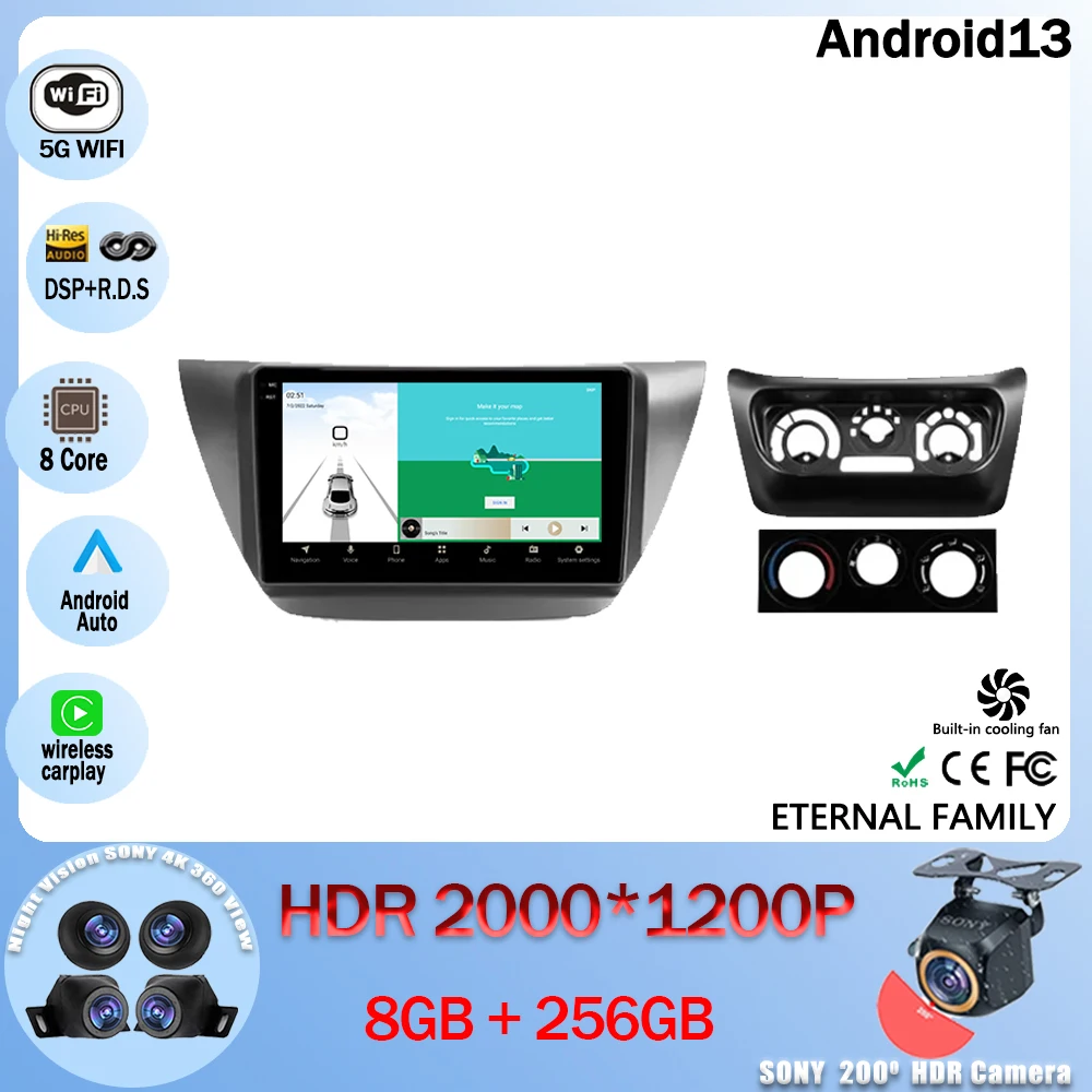 

Автомобильный радиоприемник Android 13, мультимедийный видеоплеер, навигация GPS для Mitsubishi Lancer 9 CS 2000-2010, 5G WIFI BT 4G LET No 2din DVD