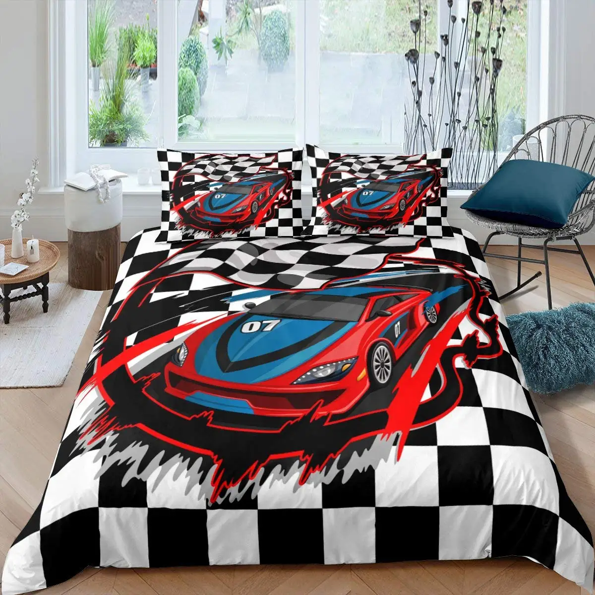 Race Car Bedding Set - Twin Size Boys Extreme Sports Duvet Cover Set with 1 Duvet Cover and 1 Pillowcase 6