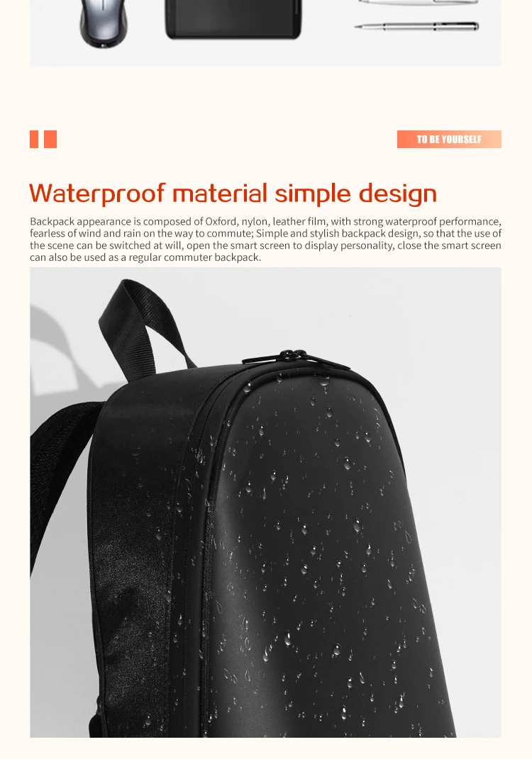 School Backpack Led Screen Cell Phone Programming DIY Pattern Lightweight Hard C