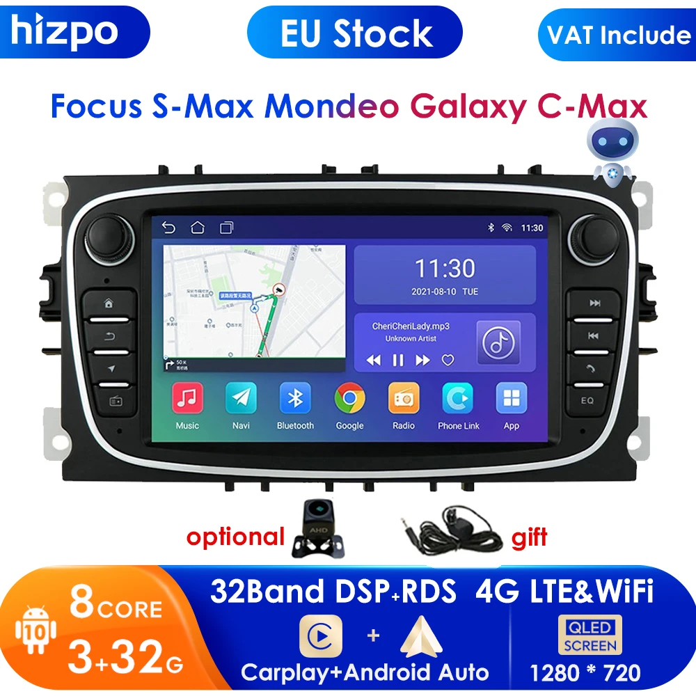 Автомагнитола 3 + 32 для Ford Focus S-Max Mondeo 9 Galaxy C-Max мультимедийный видеоплеер с
