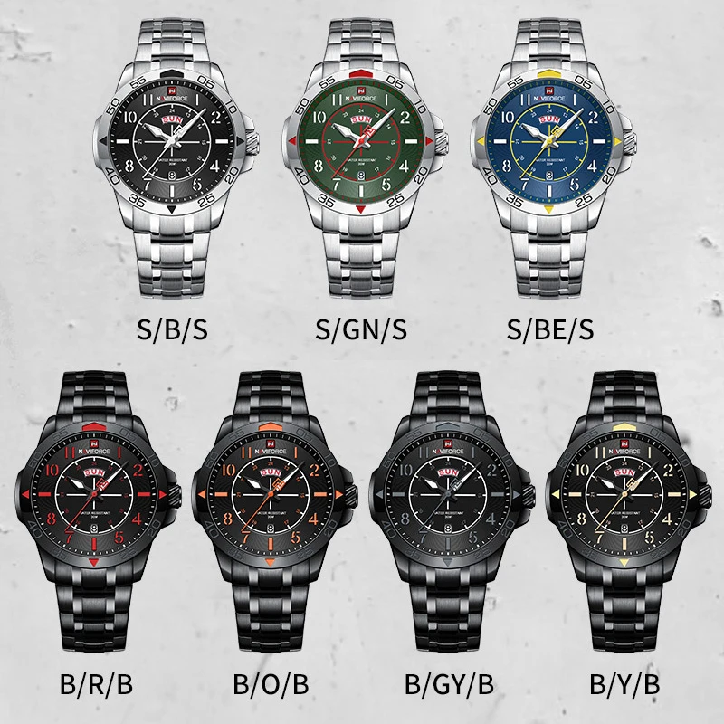 Fashion Style NAVIFORCE Men's Wristwatch Stainless Steel Waterproof Man Quartz Clock Classic Business Watches Relogio Masculino