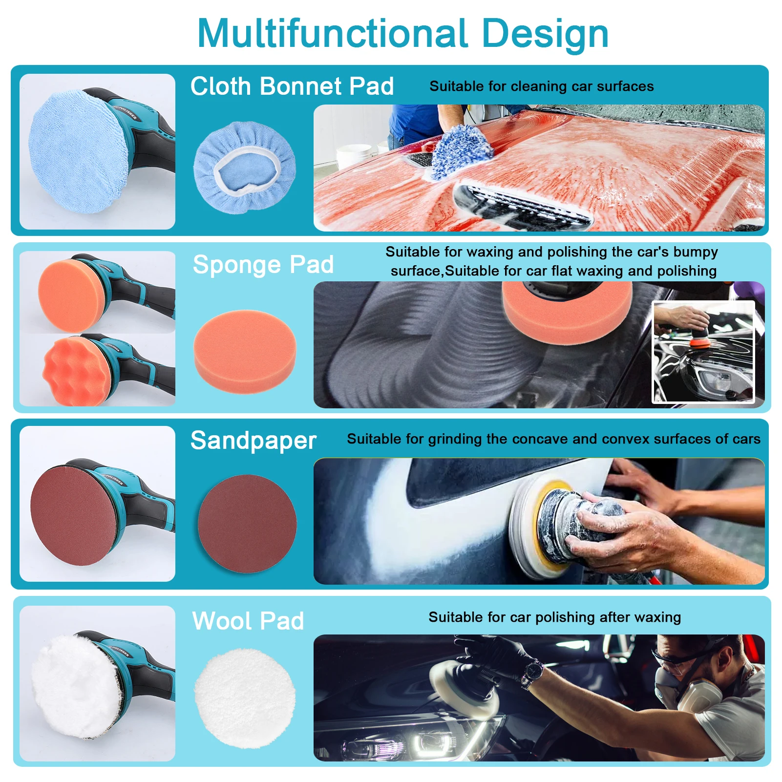 Cordless Mini Polisher 8 Gears of Speeds Adjustable Car Polishing Grinding Machine 12V Electric Automotive Polisher Power Tool 5