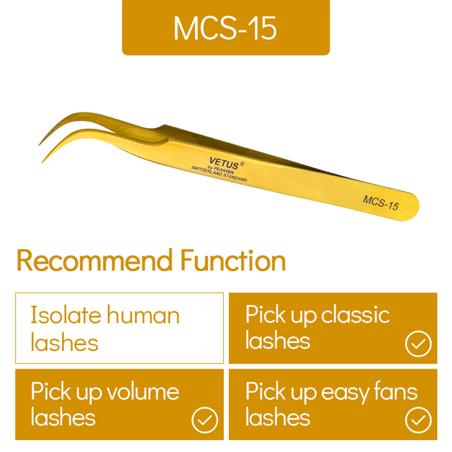 Vetus MCS All size single pack tweezers for eyelash extensions