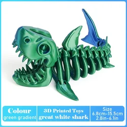 Realistic 3D Printed Tyrannosaurus Rex Dinosaur Model - Fully Movable Decorative Desktop Piece & Unique Birthday Gift (Great white shark - C)