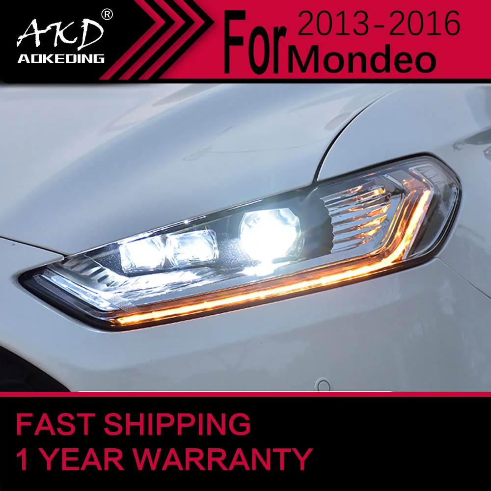 

Автомобильные фары для Ford Mondeo светодиодный ные фары 2013-2016, передняя фара Drl, Проекционные линзы, автомобильные аксессуары