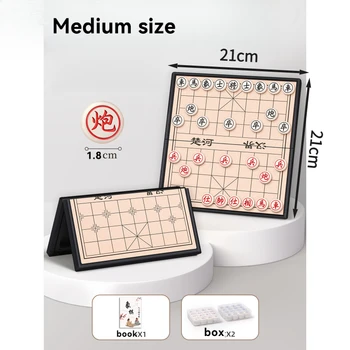 21x21cm Chinese Chess Children Chess With Chessboard Magnetic Portable Magnetic Chess Pieces Solid Wood Foldable Puzzle Game With Box 7