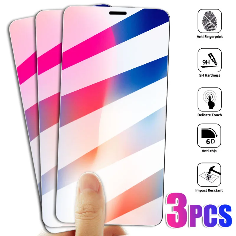 

3PCS Tempered Glass for iPhone 11 12 13 Pro XR X XS Max Screen Protector on for iPhone 12 Pro Max Mini 7 8 6 6S Plus 5S SE Glass