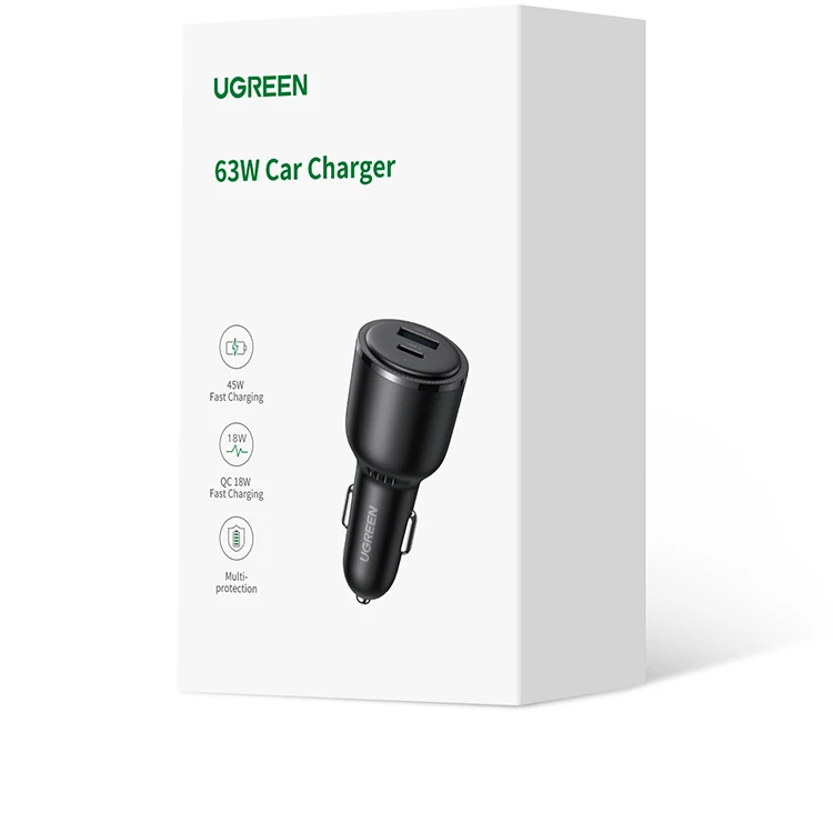 【NEW-in】UGREEN 63W Car Charger PD QC 3.0 PPS 45W USB Type C Fast Charging for iPhone 14 13 Samsung Xiaomi Mobile Phone Charger