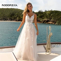 RODDRSYA Elegant Boho A Line Lace Wedding Dresses For Women 2023 Spaghetti Straps Appliques Bride Gowns Backless Robe De Mariée