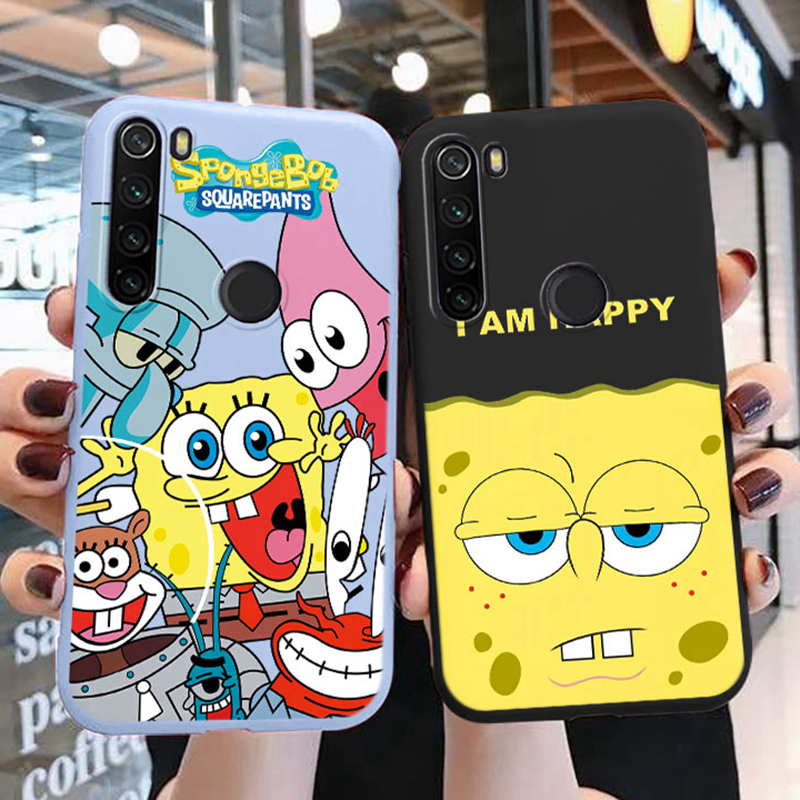 Funny Cartoon SpongeBob SquarePants Phone Case for Xiaomi Redmi Note 8 8T Note8 2021 Cute Patrick Star Silicone Soft TPU Cover