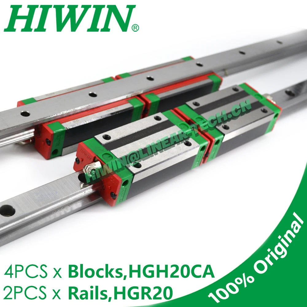 Original HIWIN HGH20CA Carriage Slide Block Linear Guide Rail HGR20 200 300 400 500 600 700 800 900 1000 1100 1200 CNC Router