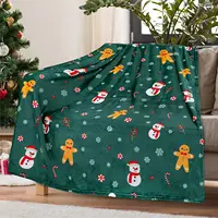 Christmas Baby Blanket Soft Warm Fleece Bed Cover Bedding Kids Green Snowman Flannel Print Blankets Christmas Gift 1