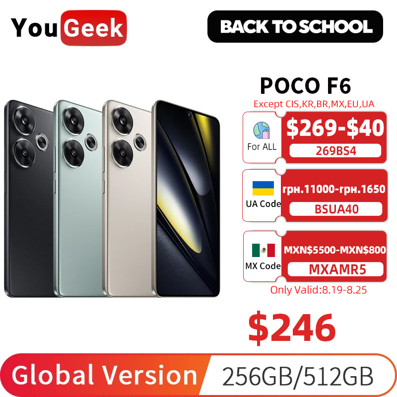 Newest POCO F6 Global Version Smartphone Snapdragon 8s Gen 3 CrystalRes 120Hz Flow AMOLED Display 90W Turbo Charging 50MP Camera