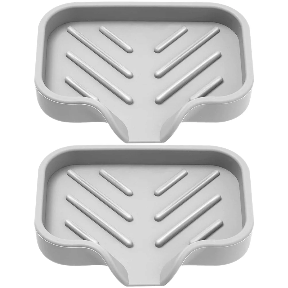 

2pcs Silicone Soap Dishes Draining Bar Soap Holders Bathroom Countertop Soap Trays