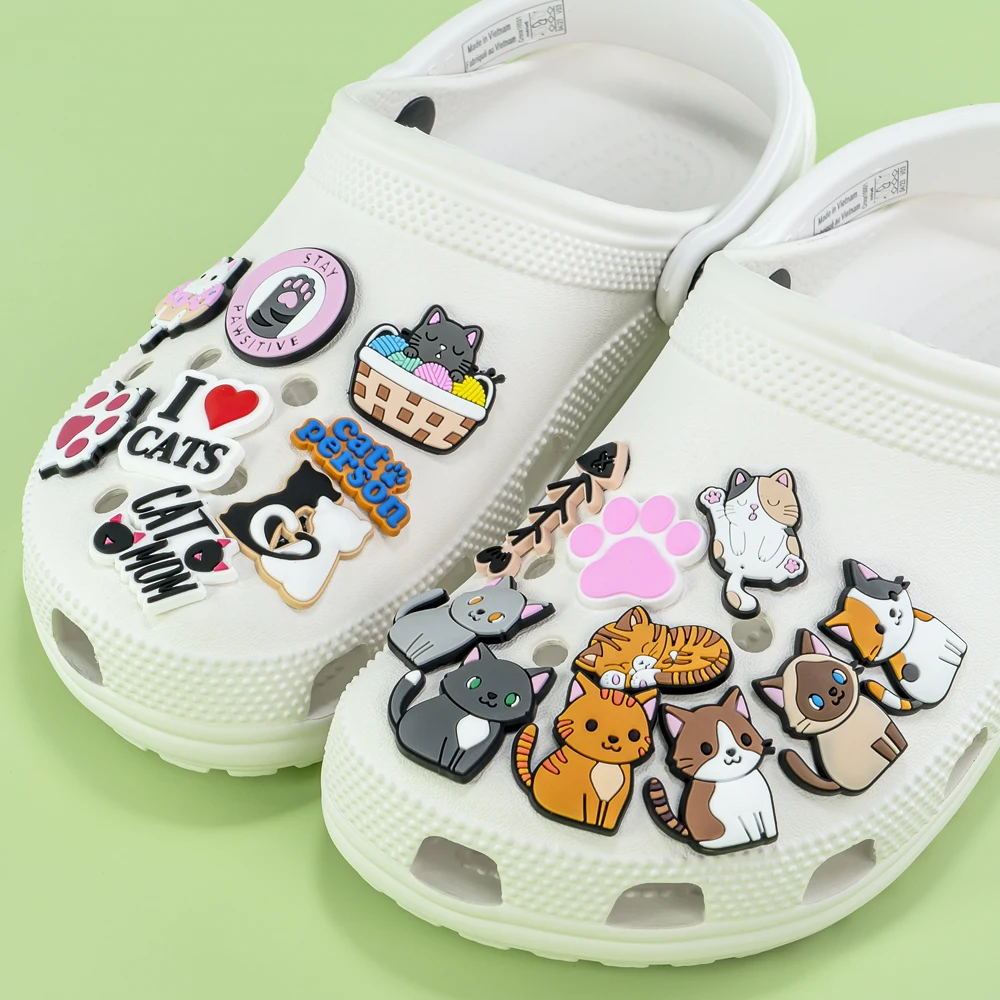 1 قطعة القطط لطيف الأحذية السحر اكسسوارات أحذية رياضية حديقة الأحذية الزينة دبابيس امرأة الرجال الحيوانات الأسود القط دبابيس لفتاة الاطفال هدية