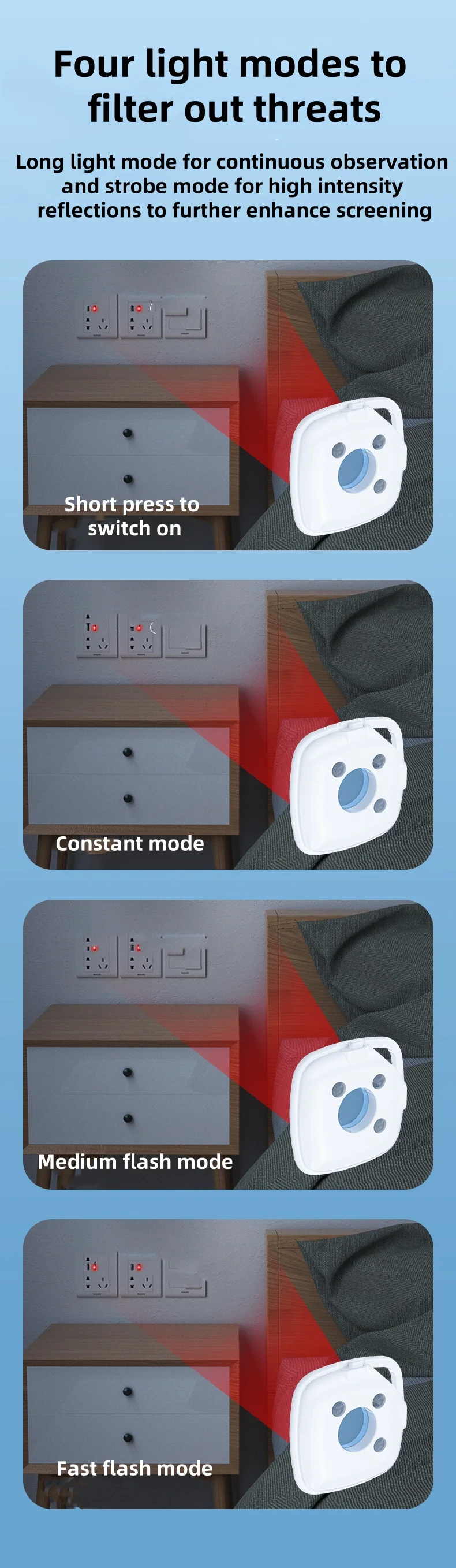 Camera Detector Intelligent Anti Hidden Camera Signal Detector Rechargeable Hanging Security Alarm Protection