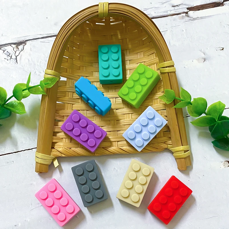 실리콘  식품 등급 레고 빌딩 블록 비즈,  구강 관리, DIY 젖꼭지 체인 액세서리,  치아 장난감 선물, 10 개