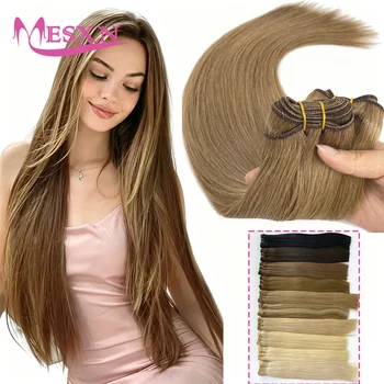 Extensioni di capelli umani di alta qualità, trama di capelli naturali, ciocche di capelli veri, lisci, neri, castani, biondi, molto spessi