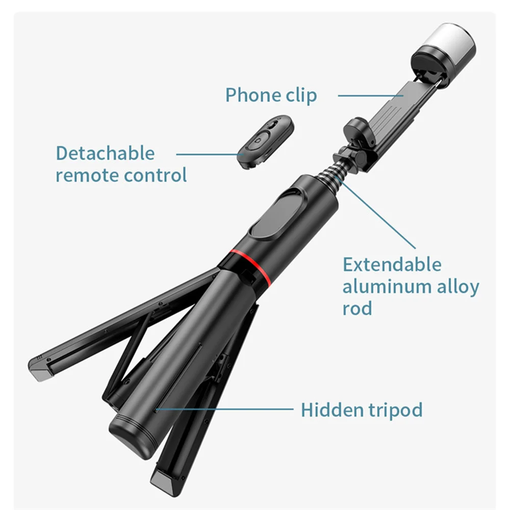 Selfie Stick Tripod Q12s with Fill Light Portable Wireless Bluetooth Telescopic for Huawei iPhone 12 13 14 15 Android Xiaomi