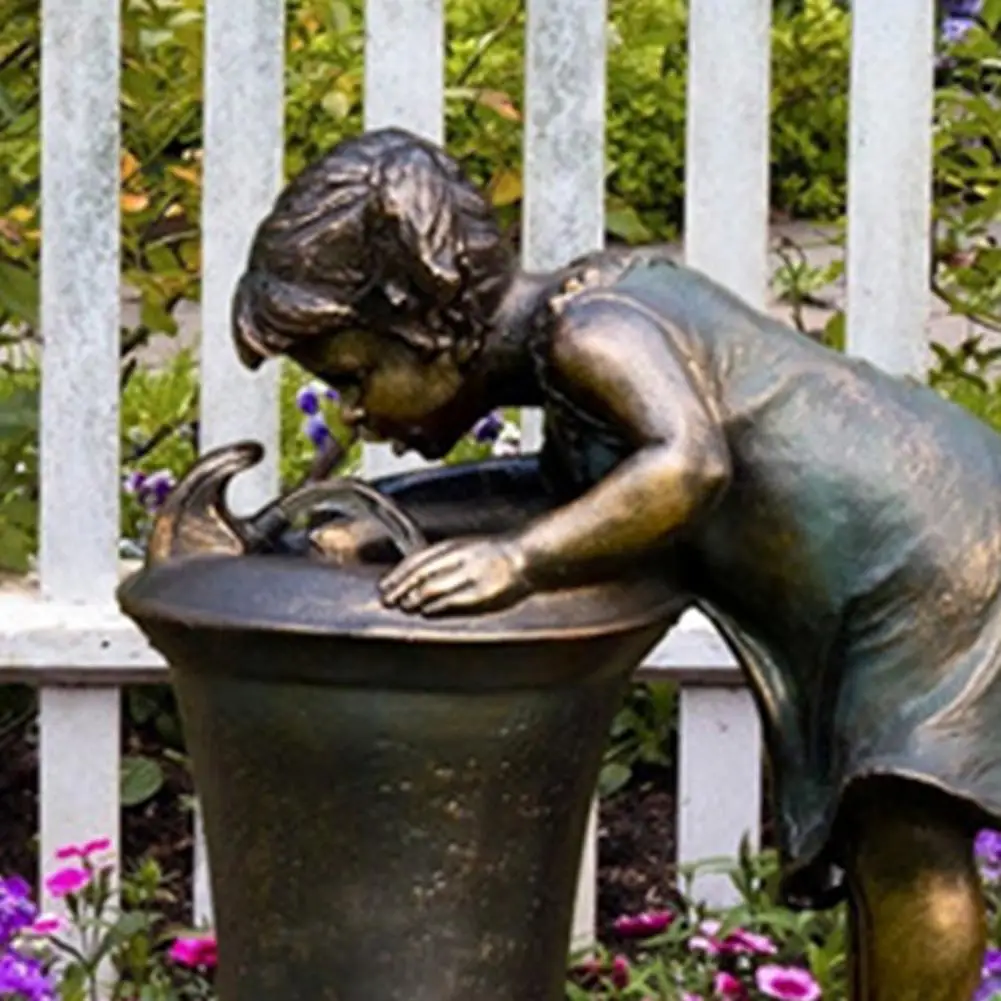 Retro estátua do jardim crianças forma fonte estatueta resina vintage  artesanato arte estatueta para jardim ao ar livre - AliExpress