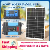 Système d'énergie solaire 6000W Kit complet Panneau solaire + Contrôleur de charge Convertisseur de puissance pour la maison, le camping-car, l'extérieur, alimentation hors réseau 1
