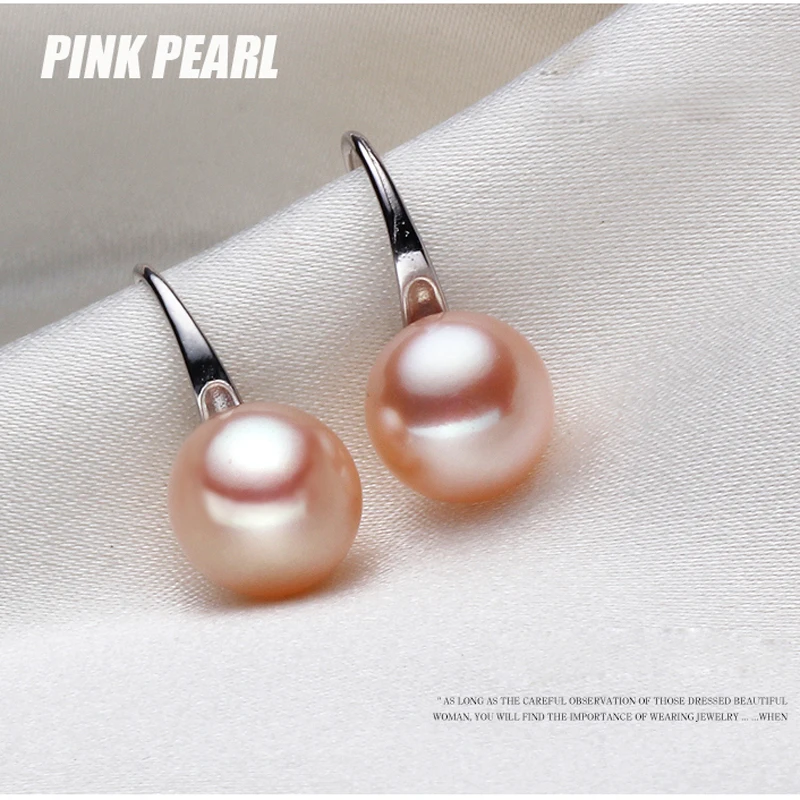 100% Real Natural Pearl Earrings,Fresh Water Pearl Earrings For Women Black Pearl Earrings 925 SilverJewelry Birthday Gift