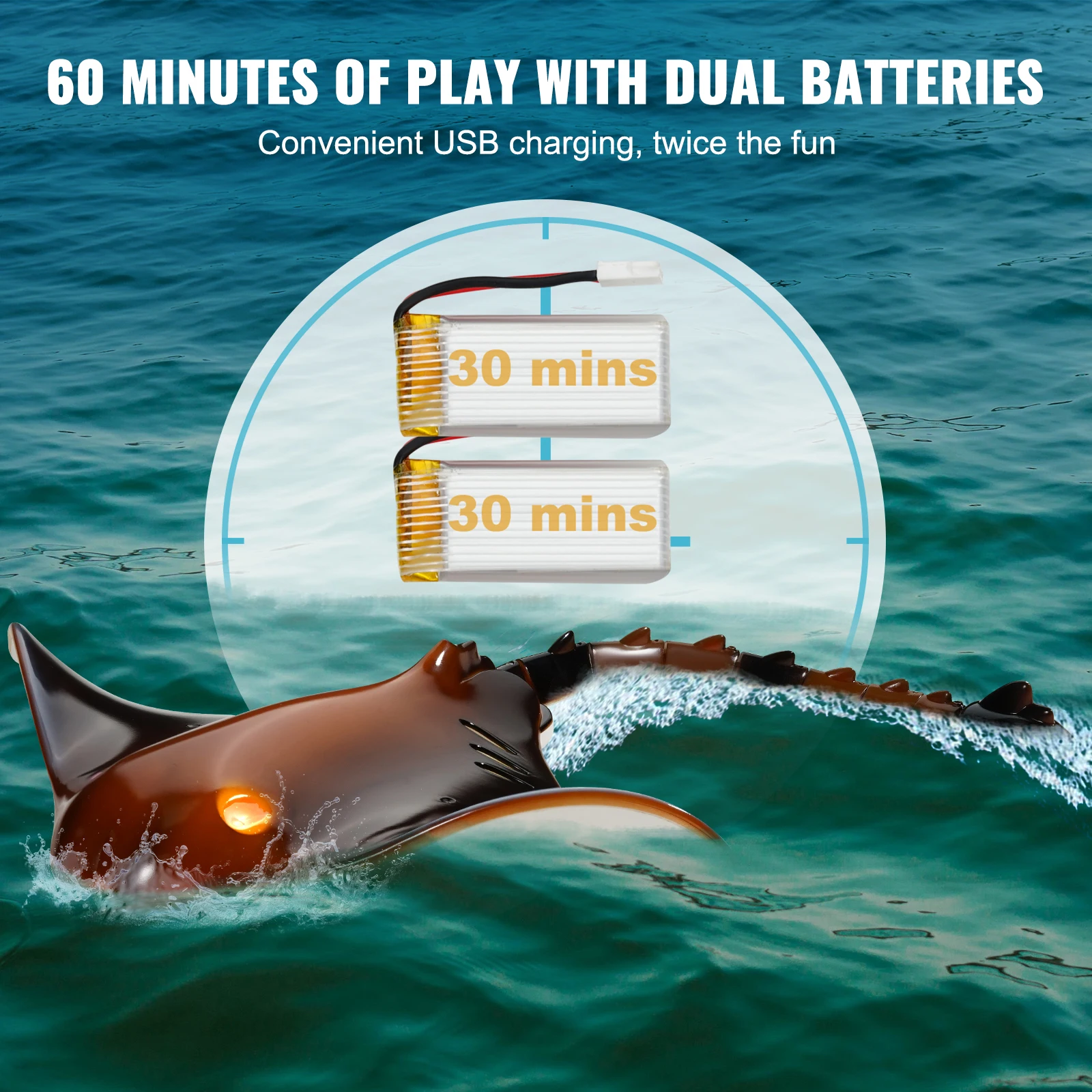 VEVOR RC Boat Simulation Robot Manta Ray 2.4G Remote Control Electric Toys Summer Water Spoof Toys for Boys Birthday Gifts 6