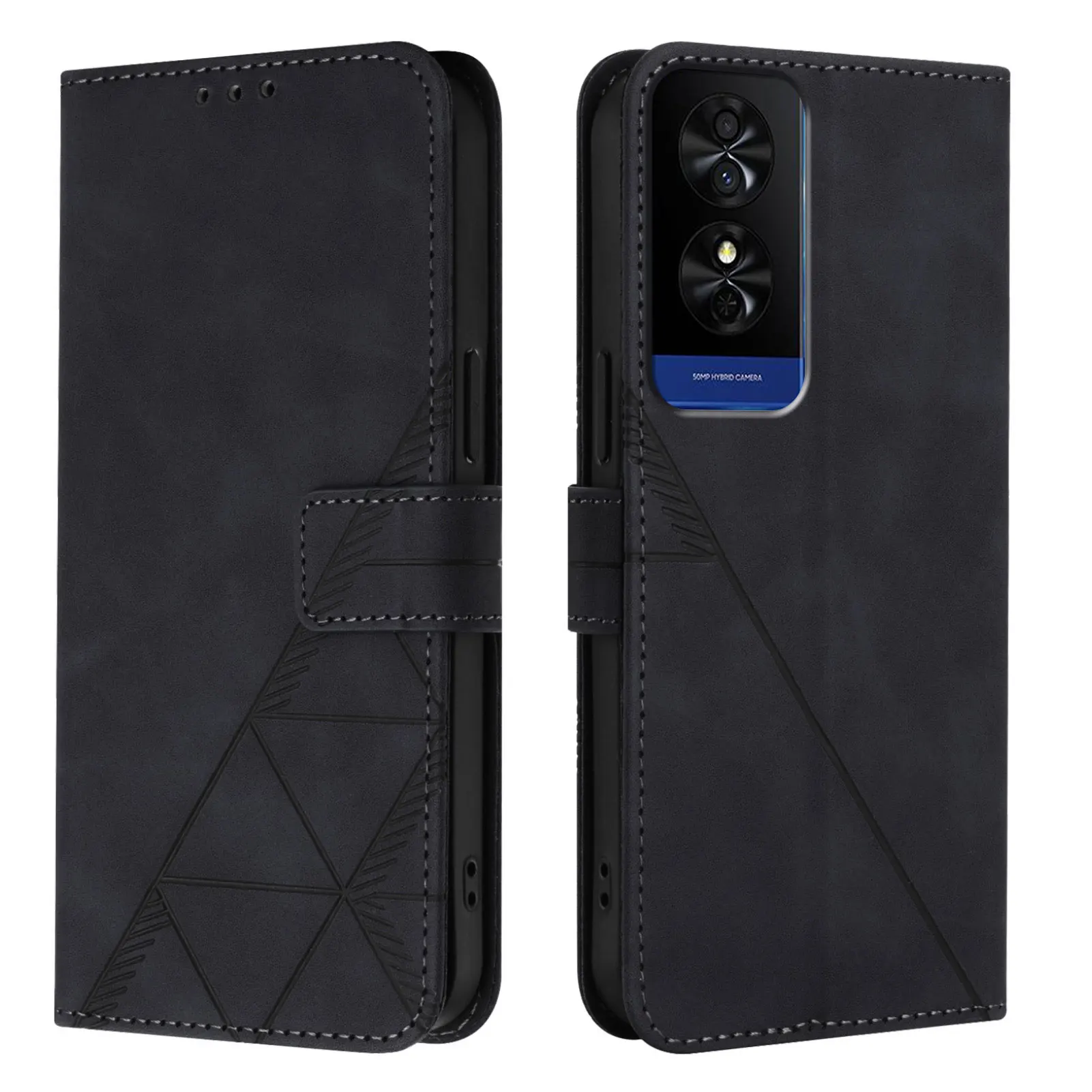 Leather Flip Wallet Case - Shockproof Cover with Card Slot & Stand