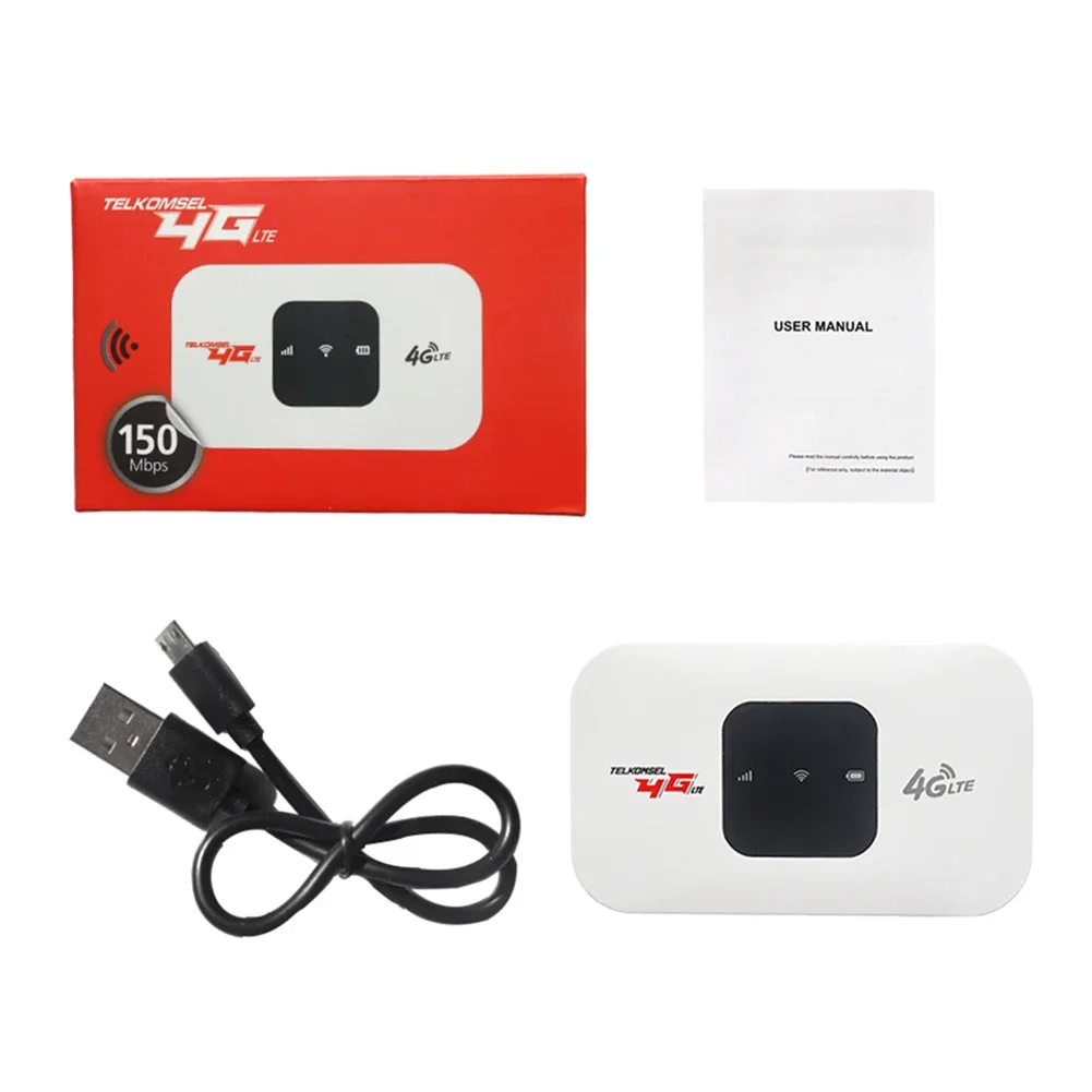 4G LTE Router Wireless WiFi Router 2100mAh 150Mbps LTE FDD TDD Mini Mobile WiFi Hotspot with SIM Card Slot Plug&Play