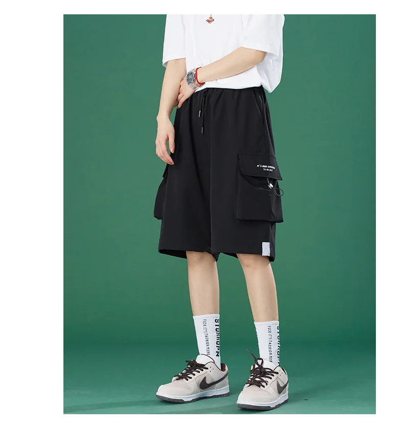 korean dress 2022 Summer New Overalls Shorts Women Handsome Drawstring Pocket Design Loose Five-point Pants zara shorts