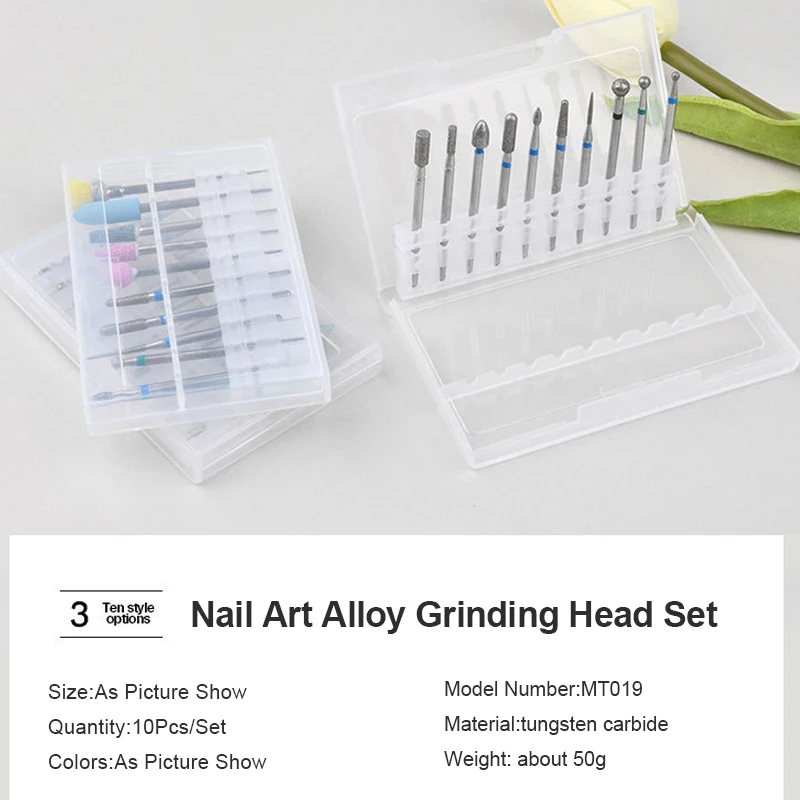 10pcs/Set Diamond Nail Drill Bit Grinder Electric Milling Cutters Pedicure Manicure Files Cuticle Burr Nail Tool ZZ10 6