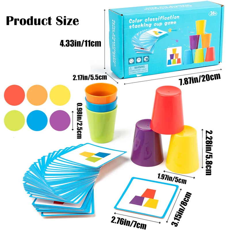 Color Classification And Stacked Cups Game, Wooden Coin Throwing Toy, Color Cognitive Toys, Exercise Hand Eye Coordination 6