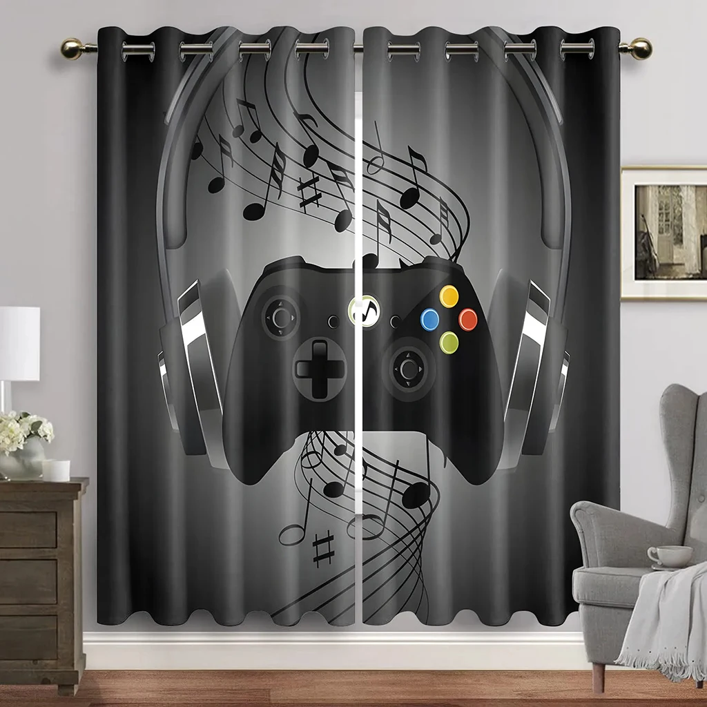 

Cool Game Controller E-Sports Lightning Printed Curtains, Suitable For Bedroom, E-Sports Room, Study Room, Living Room 2pcs