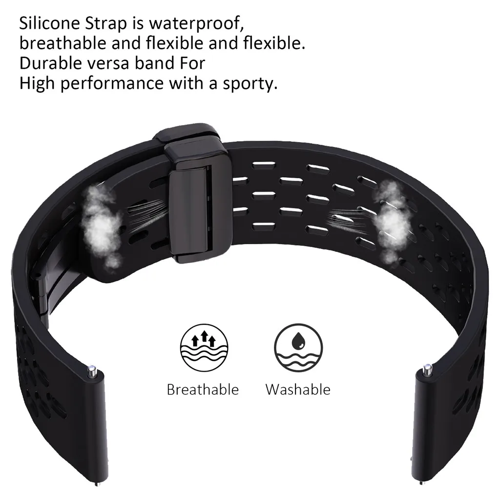 Magnetic Folding Buckle Silicone Sport Watchband with Breathable Design